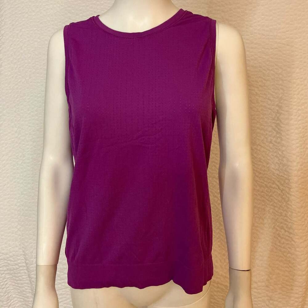 Athleta Tank Top Size L Purple Mesh Athletic Workout Sleeveless